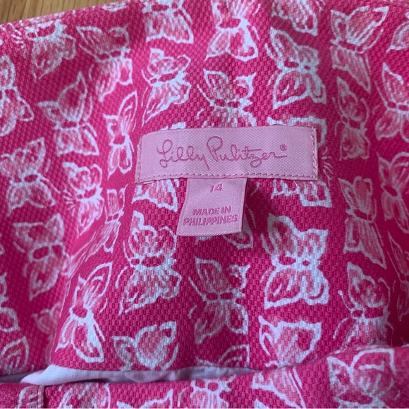Lilly Pulitzer Skirt Pink White Butterflies Size 14 - Picture 3 of 5